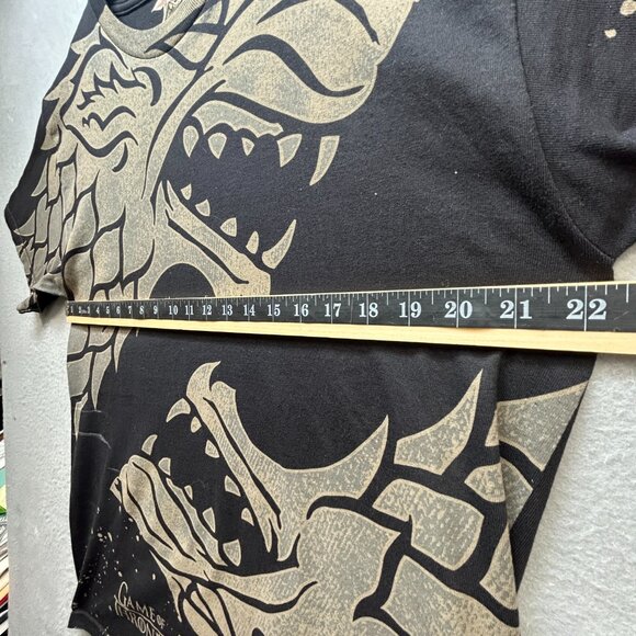 Y2K Game of Thrones Shirt Mens Large Black Stark Direwolf All Over Print Alstyle - Picture 4 of 6